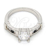 Anillo Multi Piedra 01.99.0048.1.09 Rodio Laminado, con Zirconia Cubica Blanca y Negro, Pulido, Rodinado (Tamaño 9)
