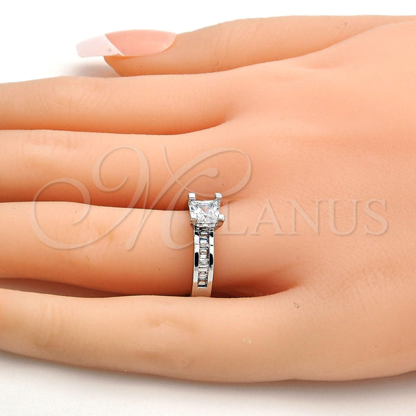 Anillo Multi Piedra 01.99.0049.1.09 Rodio Laminado, con Zirconia Cubica Blanca, Pulido, Rodinado (Tamaño 9)