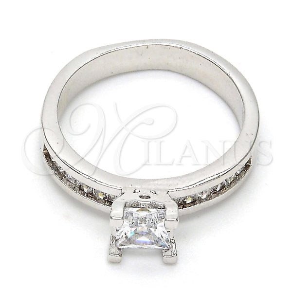 Anillo Multi Piedra 01.99.0049.1.09 Rodio Laminado, con Zirconia Cubica Blanca, Pulido, Rodinado (Tamaño 9)