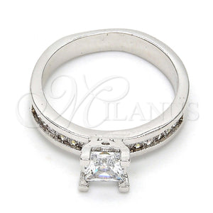 Anillo Multi Piedra 01.99.0049.1.09 Rodio Laminado, con Zirconia Cubica Blanca, Pulido, Rodinado (Tamaño 9)