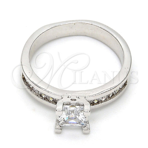 Anillo Multi Piedra 01.99.0049.1.09 Rodio Laminado, con Zirconia Cubica Blanca, Pulido, Rodinado (Tamaño 9)