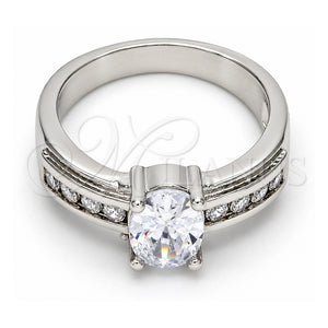 Anillo Multi Piedra 5.164.016.1.07 Oro Laminado Blanco, con Zirconia Cubica Blanca, Pulido, Rodinado (Tamaño 7)