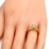 Anillo Multi Piedra 01.99.0050.09 Oro Laminado, con Blanca Zirconia Cubica, Pulido, Tono Dorado (Size 9)