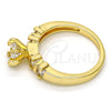 Anillo Multi Piedra 01.99.0050.09 Oro Laminado, con Blanca Zirconia Cubica, Pulido, Tono Dorado (Size 9)