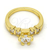 Anillo Multi Piedra 01.99.0050.09 Oro Laminado, con Blanca Zirconia Cubica, Pulido, Tono Dorado (Size 9)