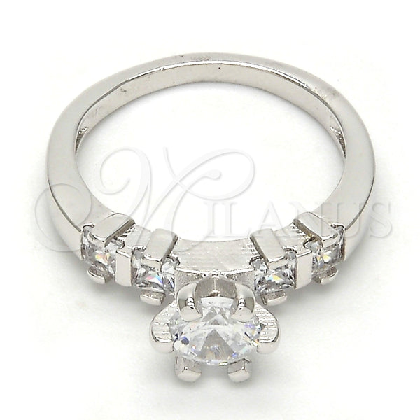 Anillo Multi Piedra 01.99.0050.1.07 Rodio Laminado, con Zirconia Cubica Blanca, Pulido, Rodinado (Tamaño 7)