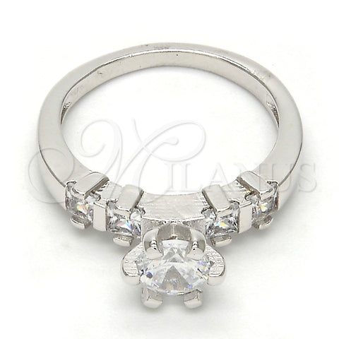 Anillo Multi Piedra 01.99.0050.1.08 Rodio Laminado, Diseño de Baguette, con Zirconia Cubica Blanca, Pulido, Rodinado (Tamaño 8)