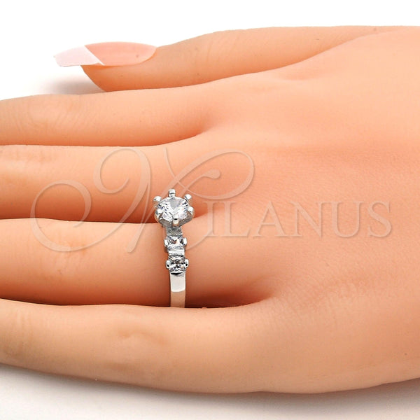 Anillo Multi Piedra 01.99.0050.1.09 Rodio Laminado, con Zirconia Cubica Blanca, Pulido, Rodinado (Tamaño 9)