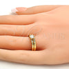 Anillo Multi Piedra 5.164.007.09.GT Oro Laminado, con Blanca Zirconia Cubica, Pulido, Tono Dorado (Size 9)