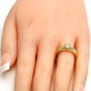 Anillo Multi Piedra 5.164.007.09.GT Oro Laminado, con Blanca Zirconia Cubica, Pulido, Tono Dorado (Size 9)