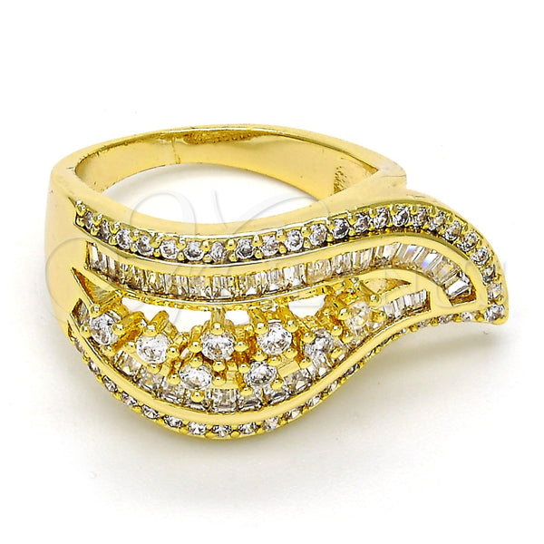 Anillo Multi Piedra 01.99.0063.08 Oro Laminado, con Blanca Zirconia Cubica and Blanca Micro Pave, Pulido, Tono Dorado (Size 8)