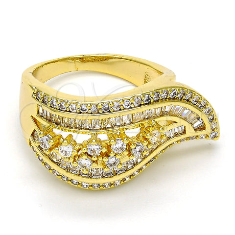 Anillo Multi Piedra 01.99.0063.08 Oro Laminado, con Blanca Zirconia Cubica and Blanca Micro Pave, Pulido, Tono Dorado (Size 8)