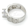 Anillo Multi Piedra 01.99.0051.1.09 Rodio Laminado, Diseño de Llave Griega, con Zirconia Cubica Blanca y Micro Pave Blanca, Pulido, Rodinado (Tamaño 9)