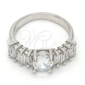 Anillo Multi Piedra 01.99.0052.1.07 Rodio Laminado, Diseño de Baguette, con Zirconia Cubica Blanca, Pulido, Rodinado (Tamaño 7)