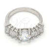 Anillo Multi Piedra 01.99.0052.1.07 Rodio Laminado, Diseño de Baguette, con Zirconia Cubica Blanca, Pulido, Rodinado (Tamaño 7)