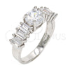 Anillo Multi Piedra 01.99.0052.1.09 Rodio Laminado, con Zirconia Cubica Blanca, Pulido, Rodinado (Tamaño 9)