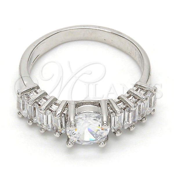 Anillo Multi Piedra 01.99.0052.1.09 Rodio Laminado, con Zirconia Cubica Blanca, Pulido, Rodinado (Tamaño 9)