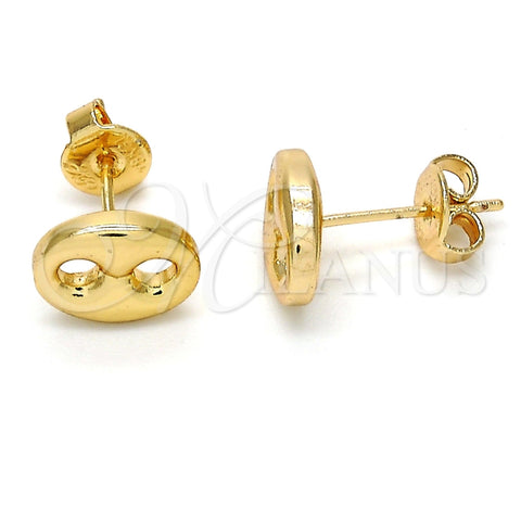 Arete Dormilona 02.63.2558 Oro Laminado, Diseño de Puff Mariner, Pulido, Tono Dorado
