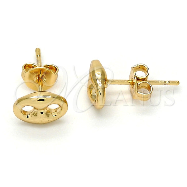 Arete Dormilona 02.63.2559 Oro Laminado, Diseño de Puff Mariner, Pulido, Tono Dorado