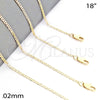 Gargantilla Basica 04.99.0014.18 Oro Laminado, Diseño de Mariner, Pulido, Tono Dorado (0.80 Gauge, 02 MM Thickness, 18 Inches Length)