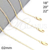 Gargantilla Basica 04.99.0014.18 Oro Laminado, Diseño de Mariner, Pulido, Tono Dorado (0.80 Gauge, 02 MM Thickness, 18 Inches Length)