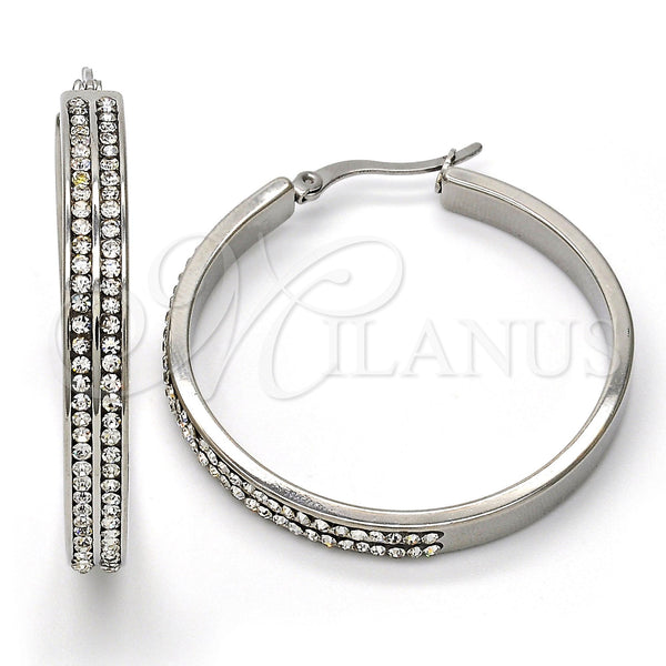 Argolla Mediana 02.255.0001.40 Acero Inoxidable, con Blanca Cristal, Pulido, Tono Plateado