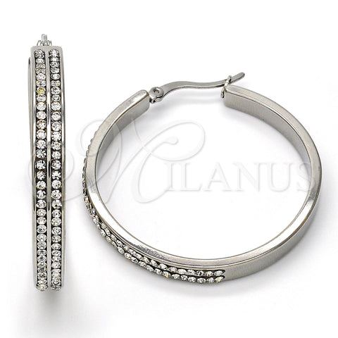 Argolla Mediana 02.255.0001.40 Acero Inoxidable, con Blanca Cristal, Pulido, Tono Plateado