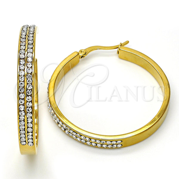 Argolla Mediana 02.255.0001.1.40 Acero Inoxidable, con Blanca Cristal, Pulido, Tono Dorado