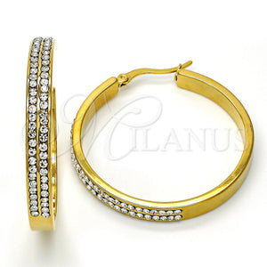 Argolla Mediana 02.255.0001.1.40 Acero Inoxidable, con Blanca Cristal, Pulido, Tono Dorado
