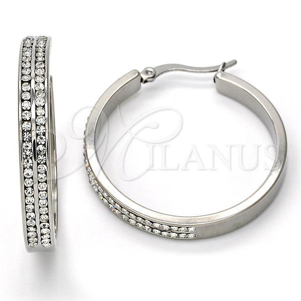 Argolla Mediana 02.255.0001.35 Acero Inoxidable, con Blanca Cristal, Pulido, Tono Plateado