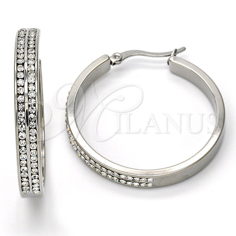 Argolla Mediana 02.255.0001.35 Acero Inoxidable, con Blanca Cristal, Pulido, Tono Plateado