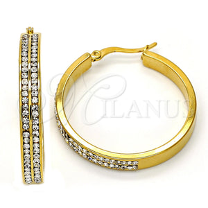 Argolla Mediana 02.255.0001.1.35 Acero Inoxidable, con Blanca Cristal, Pulido, Tono Dorado