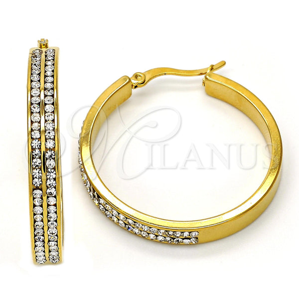 Argolla Mediana 02.255.0001.1.35 Acero Inoxidable, con Blanca Cristal, Pulido, Tono Dorado