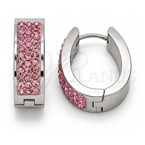 Argolla Pequeña 02.255.0003.1.15 Acero Inoxidable, con Swarovski Elements Light Rose, Pulido, Tono Plateado