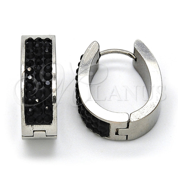 Argolla Pequeña 02.255.0003.2.15 Acero Inoxidable, con Black Diamond Swarovski Elements, Pulido, Tono Plateado