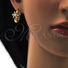 Argolla Pequeña 02.196.0002.2.15 Oro Laminado, Diseño de Flor, con Multicolor Zirconia Cubica, Pulido, Tono Dorado