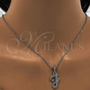 Collares con Dije 04.238.0032.18 Acero Inoxidable, Diseño de Iniciales y Rolo, con Blanca Cristal, Pulido, Tono Plateado (01 MM Thickness, 18 Inches Length)
