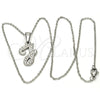 Collares con Dije 04.238.0032.18 Acero Inoxidable, Diseño de Iniciales y Rolo, con Blanca Cristal, Pulido, Tono Plateado (01 MM Thickness, 18 Inches Length)