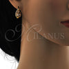 Argolla Pequeña 02.196.0068.15 Oro Laminado, Diseño de Gota, con Blanca Zirconia Cubica, Pulido, Tono Dorado