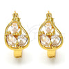 Argolla Pequeña 02.196.0068.15 Oro Laminado, Diseño de Gota, con Blanca Zirconia Cubica, Pulido, Tono Dorado