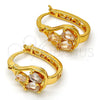 Argolla Pequeña 02.196.0068.15 Oro Laminado, Diseño de Gota, con Blanca Zirconia Cubica, Pulido, Tono Dorado