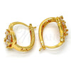 Argolla Pequeña 02.196.0068.15 Oro Laminado, Diseño de Gota, con Blanca Zirconia Cubica, Pulido, Tono Dorado