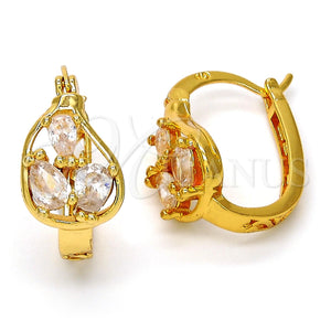 Argolla Pequeña 02.196.0068.15 Oro Laminado, Diseño de Gota, con Blanca Zirconia Cubica, Pulido, Tono Dorado