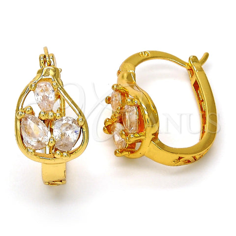 Argolla Pequeña 02.196.0068.15 Oro Laminado, Diseño de Gota, con Blanca Zirconia Cubica, Pulido, Tono Dorado