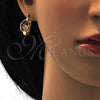 Argolla Pequeña 02.196.0068.1.15 Oro Laminado, Diseño de Gota, con Multicolor Zirconia Cubica, Pulido, Tono Dorado