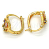 Argolla Pequeña 02.196.0068.1.15 Oro Laminado, Diseño de Gota, con Multicolor Zirconia Cubica, Pulido, Tono Dorado