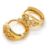 Argolla Huggie 02.196.0058.15 Oro Laminado, con Blanca Zirconia Cubica, Pulido, Tono Dorado