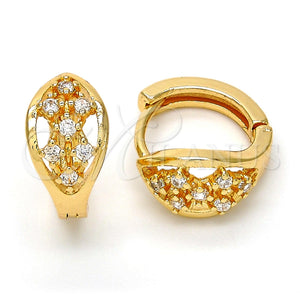 Argolla Huggie 02.196.0058.15 Oro Laminado, con Blanca Zirconia Cubica, Pulido, Tono Dorado