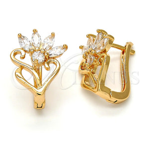 Argolla Huggie 02.196.0063.15 Oro Laminado, con Blanca Zirconia Cubica, Pulido, Tono Dorado