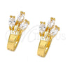 Argolla Huggie 02.196.0064.15 Oro Laminado, con Blanca Zirconia Cubica, Pulido, Tono Dorado